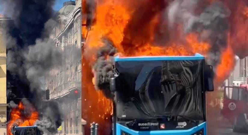 Hatalmas lánggal ég egy várbusz Budapest belvárosában (Videó!)