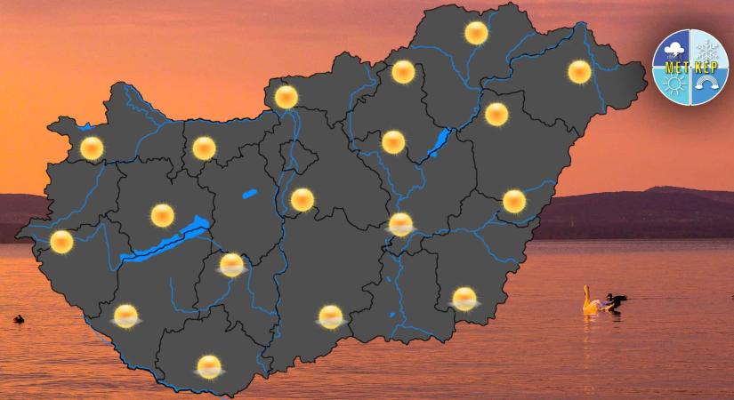 Szinte zavartalan napsütés, tovább fokozódó a hőség