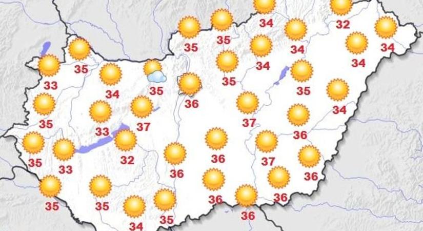 Perzselő hőség és zavartalan napsütés várható csütörtökön