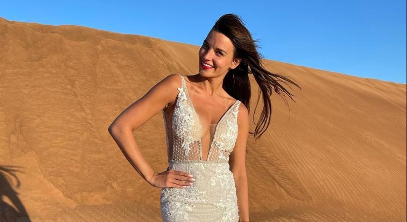 Berki Mazsi menyasszonyként csillog a sivatagban