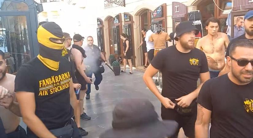 Már a paprika sprayt is be kellett vetniük a rendőröknek, akik folyamatosan erősítést kérnek Győrben a svéd huligánok miatt (VIDEÓ)