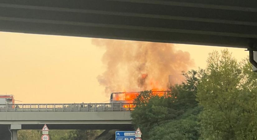 Kiégett egy busz az M0-son