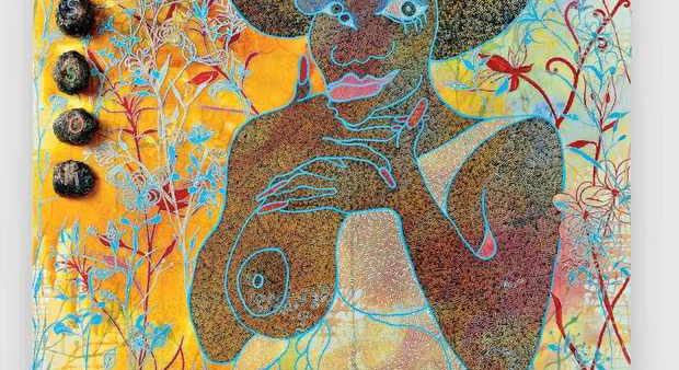 Elefánttrágyából készült festményért fél milliárd forintot várnak – Chris Ofili: Blossom