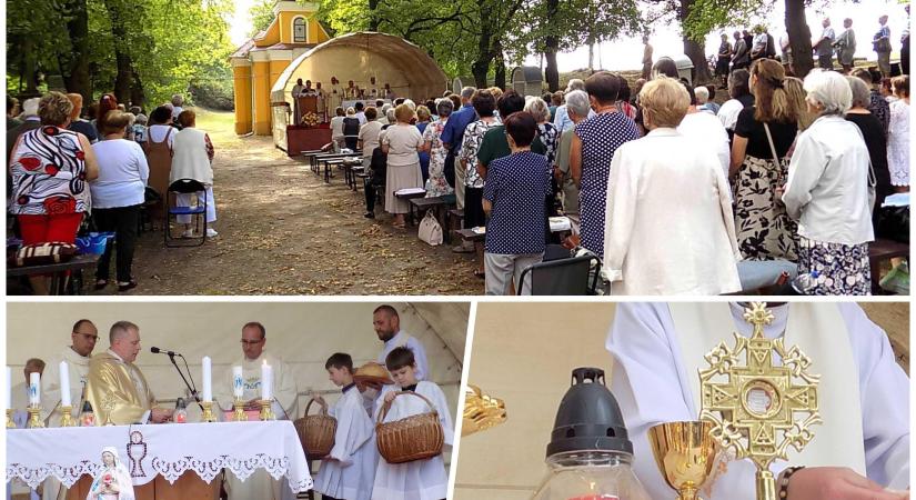 Búcsúi szentmise Nagyboldogasszony ünnepén a bényi Kutacskánál