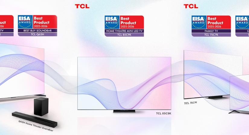 Öt EISA-díjával a TCL új mércét állít a nagyképernyős és a QD-Mini LED technológiában