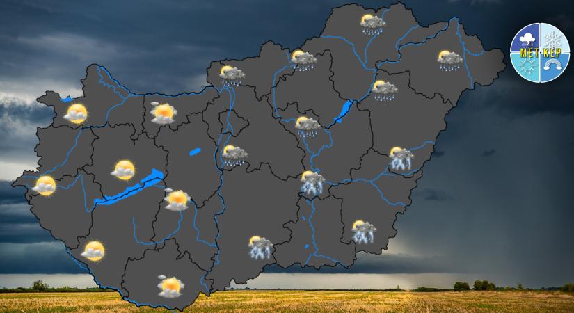 Pénteken is számíthatunk esőre, záporesőre, helyenként zivatarra