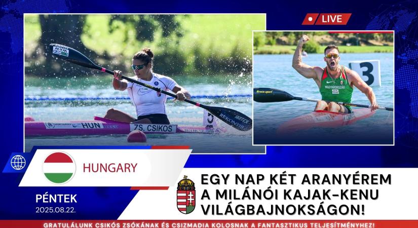Aranyeső Milánóban: Csikós és Csizmadia világraszóló diadala a kajak-kenu vb-n