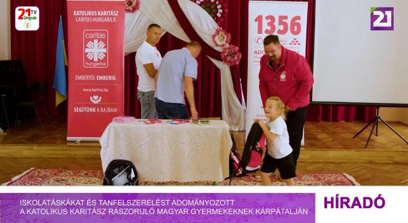 Iskolatáskákat és tanfelszerelést adományozott a Katolikus Karitász rászoruló magyar gyermekeknek Kárpátalján (videó)