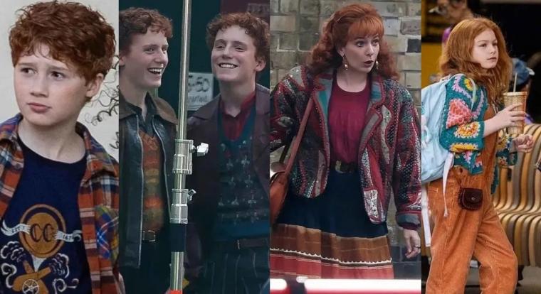 Forgatási fotókon a Harry Potter-sorozat Weasley családja