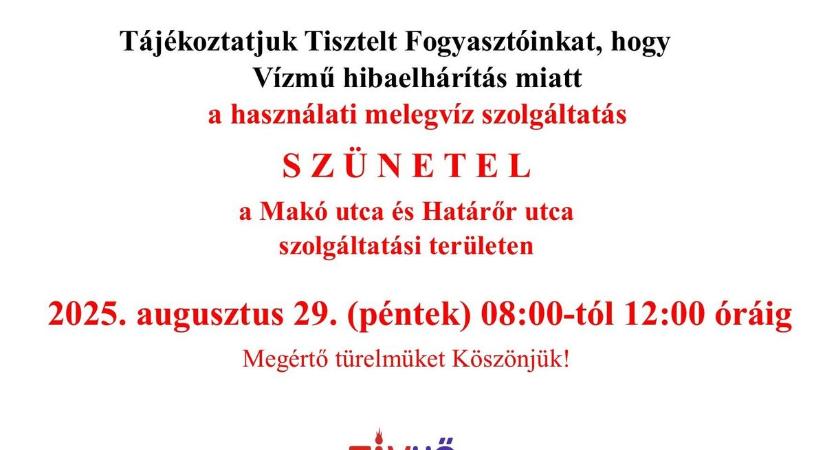Szünetel a melegvíz-szolgáltatás Sopronban