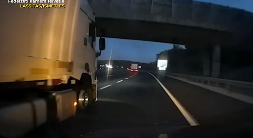 Ámokfutás! Leszorított az útról egy személyautót a kamionos - videó