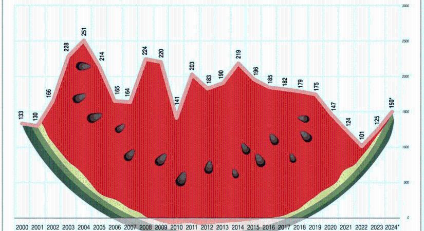 Tizenkilenc millió forintos bírság, 308 kilogram megsemmisített dinnye az NKFH ellenőrzésének eredménye