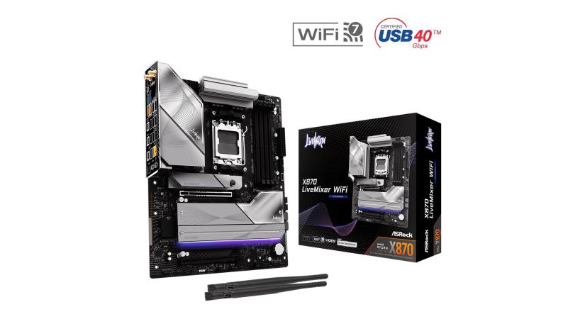 25 darab USB portot és Wi-Fi 7 támogatást kínál az ASRock új alaplapja, az X870 LiveMixer WiFi
