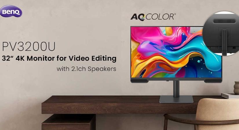 80 cm-es képtálójú, 4K-s BenQ monitor audiovizuális típusú munkához