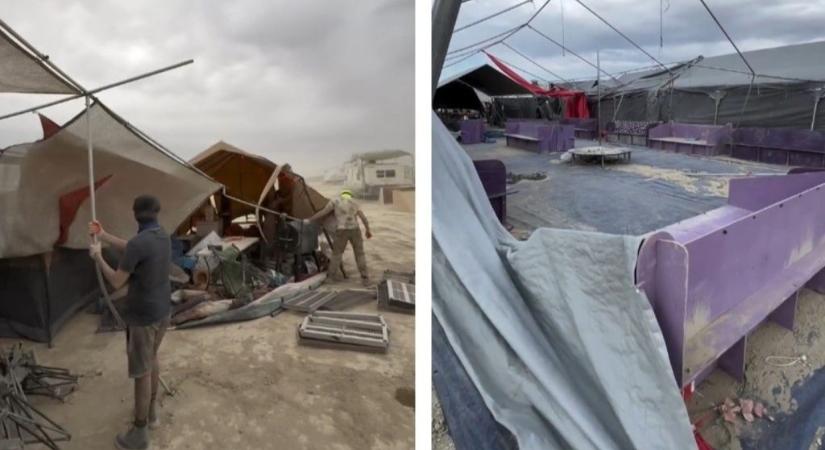 Óriási vihar döntötte romba a Burning Man fesztivál orgiasátrát, amikor elkezdődött a programja