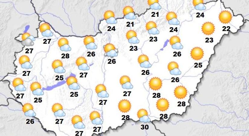 Forró, poros nyárnap: közel 40 fokig emelkedhet a hőmérséklet, estére záporok, zivatarok érkezhetnek
