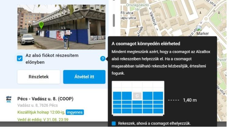 Az AlzaBoxból való átvétel még egyszerűbb – már az alsó fiókokat is választhatják a vásárlók.