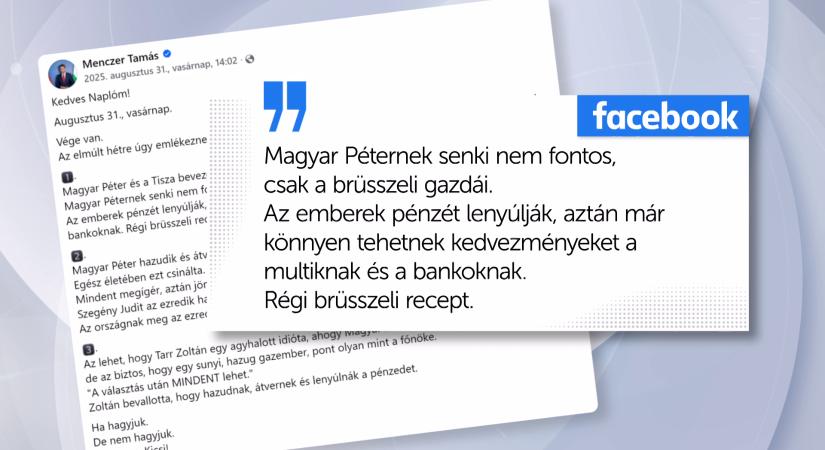 Menczer Tamás: Magyar Péter a régi brüsszeli receptet követi  videó
