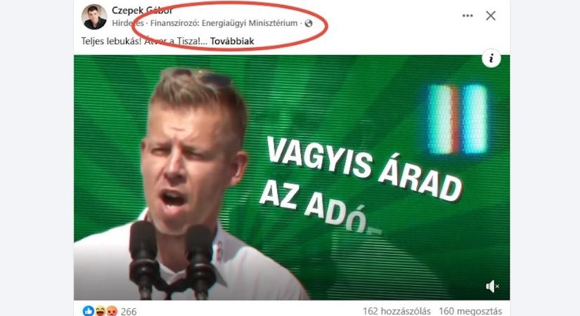 A Tisza Pártot lejárató kampány videót fizetett közpénzből privát Facebook-oldalán az energiaügyi miniszterhelyettes - állítja a Momentum