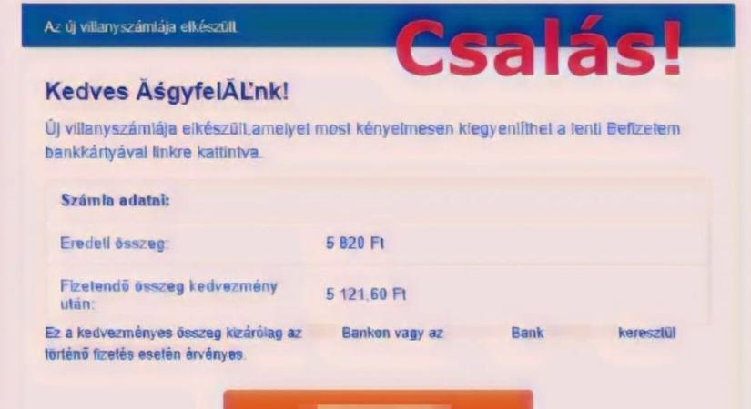 Egy áramszolgáltató nevében próbálják megszerezni bankkártyaadatainkat