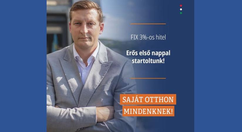 Több ezer ügyfél jelentkezett egy nap alatt a fix 3 százalékos hitelre – közölte Panyi Miklós