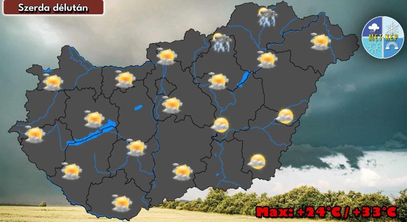 Gyenge hidegfront érkezik, elszórtan lehet záporeső, zivatar