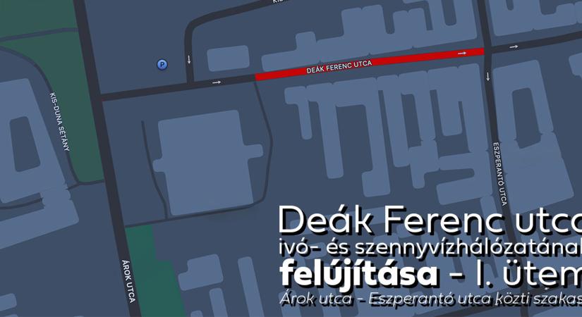 Elkezdődik az esztergomi Deák Ferenc utca ivó- és szennyvízhálózatának felújítása