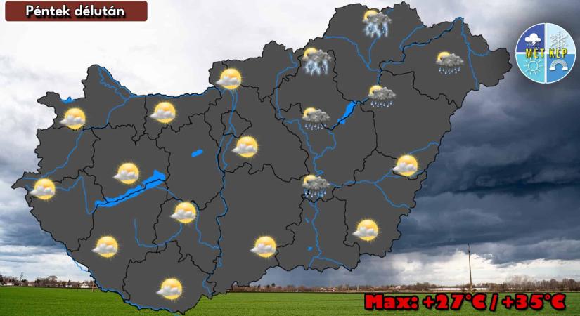 Pénteken ismét egy gyenge hidegfront érkezik