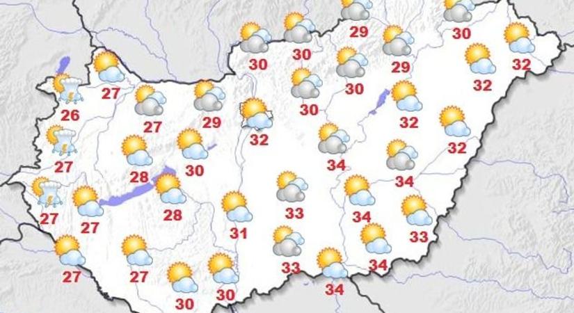Napos, meleg kezdet után zivatarok tarkítják a pénteket