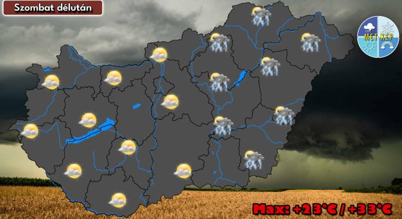 Szombaton keleten elszórtan lehetnek záporok, zivatarok