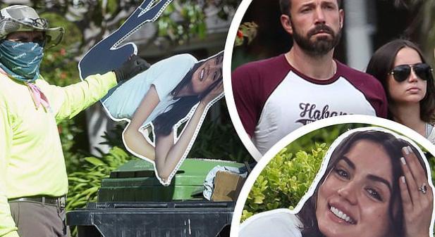 Ben Affleck gyerekesen viseli a szakítást: kidobta a szemétbe az ex-barátnőjét ábrázoló kartonposztert