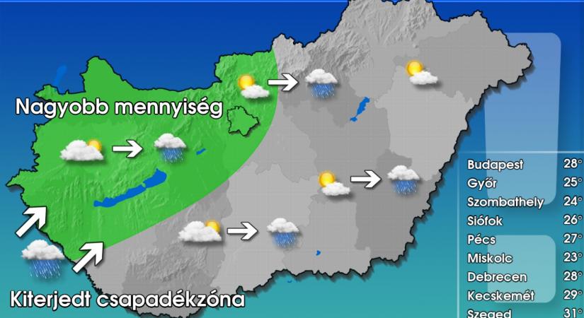 Óriási eső várható az ország nyugati részén, félhavi csapadék hullhat le éjfélig