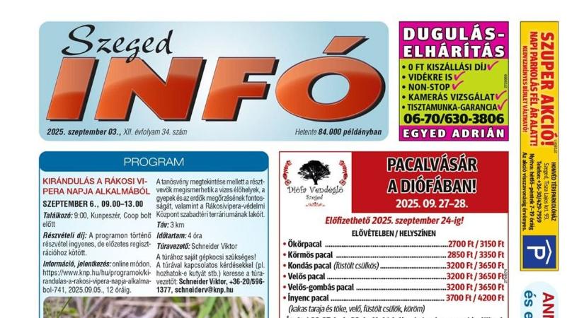 Szeged Infó 2025.09.03-i lapszáma
