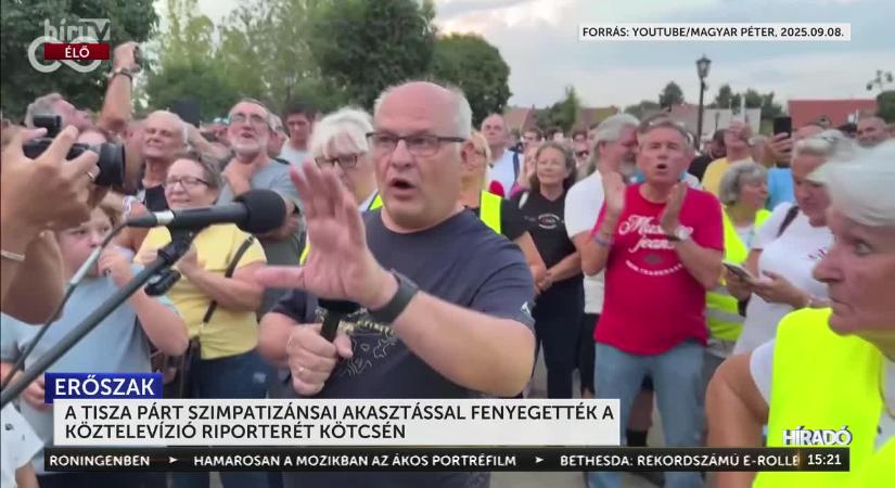 Magyar Péter tagadta, hogy Ruszin-Szendi Romulusz lökdösni próbálta a Mandiner munkatársát  videó