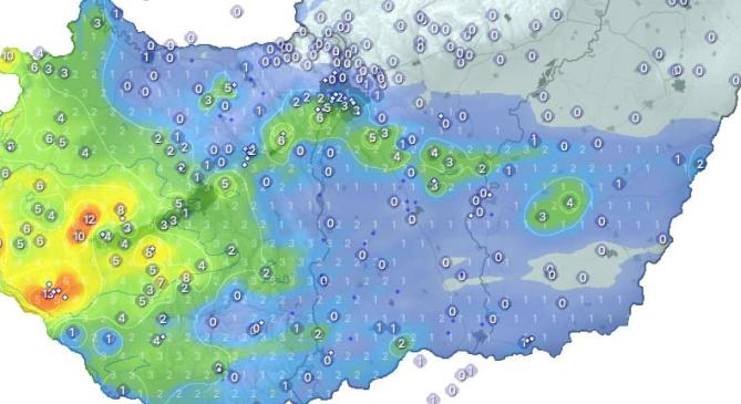 Egyelőre a Dunántúlon gyűlnek a milliméterek