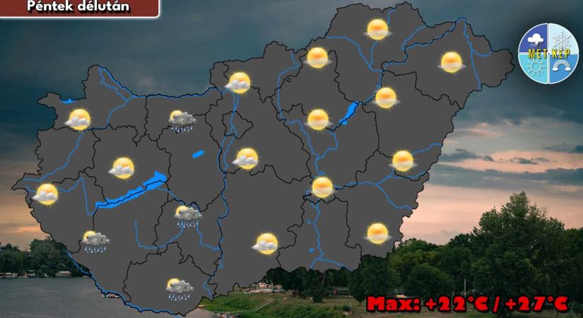 Pénteken elszórtan lehet záporeső, esetleg zivatar
