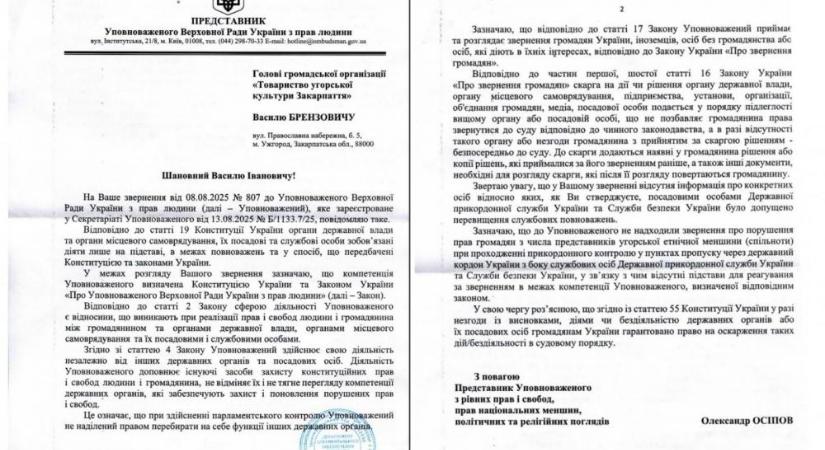 Megszólalt az emberi jogi biztos a kárpátaljai magyarok határátkelőn tapasztalt vegzálása ügyében