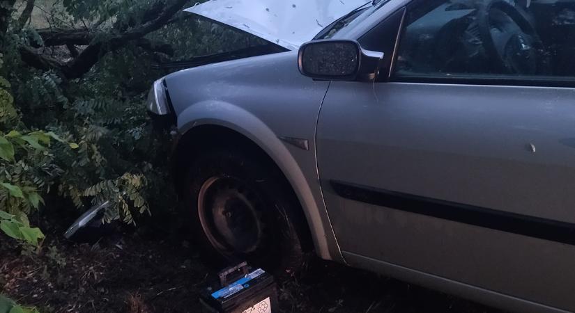 Fának ütközött és az árokba sodródott egy személyautó Medgyesbodzáson