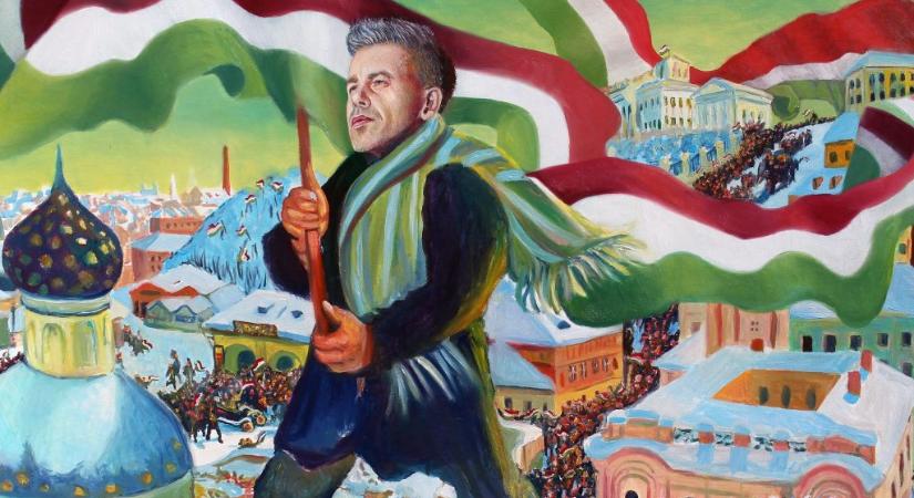 DrMáriás ezúttal szovjet propagandaplakátra varázsolta Magyar Pétert