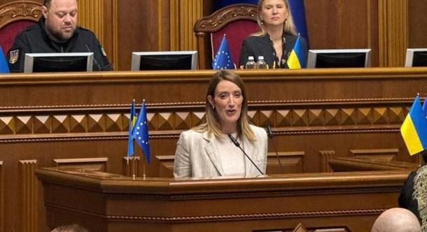 Metsola a Legfelső Taanácsban bejelentette az Európai Parlament kijevi képviseletének létrehozását