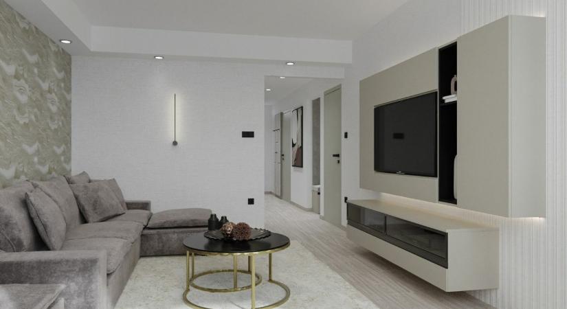 Monokróm elegancia lakberendező segítségével – Ilyen lesz ez az 56 m2-es kiskunhalasi modern lakás