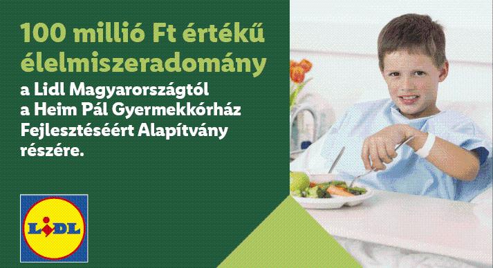 Újabb 100 millió forintnyi adomány a Lidltől a Heim Pál Gyermekkórháznak