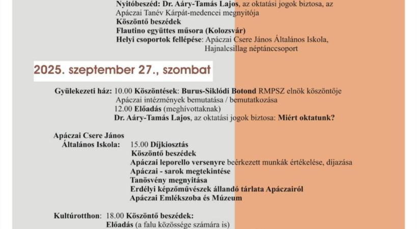 Háromnapos konferenciával emlékeznek Apáczai Csere Jánosra szülőfalujában, a dél-erdélyi Apácán