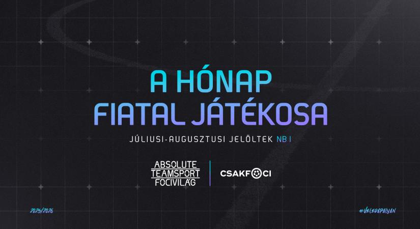 Újra itt az ATS Focivilág és a Csakfoci közös díja: Szavazz július és augusztus legjobb NB I-es fiataljára!
