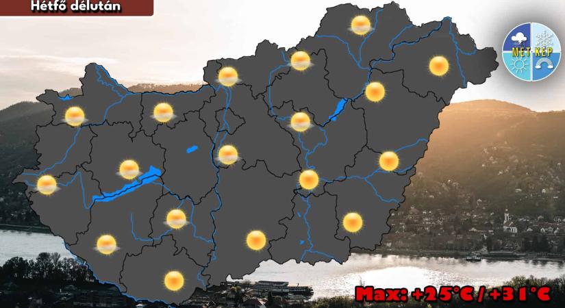 Hétfőn még kitart a nyárias idő, keddre nyugatra már megérkezik a front