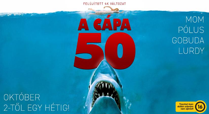 Október elején a hazai mozikba is beúszik az 50 éves Cápa