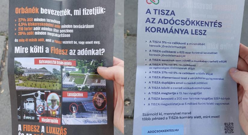 A Tisza Párt elkezdte a szórólapozást, hogy megelőzze a Fidesz konzultációs kampányát