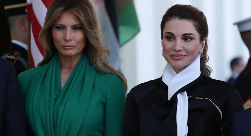 Ránija jordán királyné még Melania Trumpnál is csinosabb volt: sárga ruhában ragyogott a first lady mellett