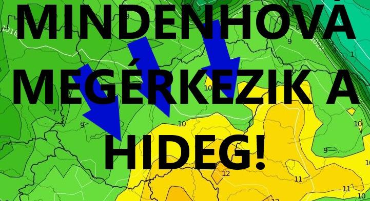 Holnapra délkeletre is megérkezik a hideg, esni is fog!