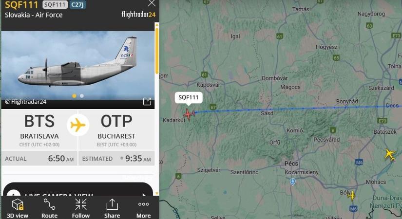 Szlovák katonai repülőgép húzott el Baranya felett (FOTÓ)